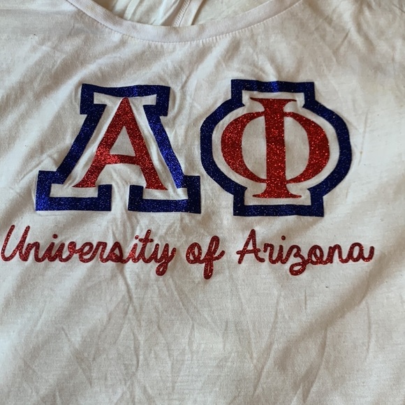 University of Arizona Alpha Phi Glitter Open Back Top Size XL - Picture 2 of 9